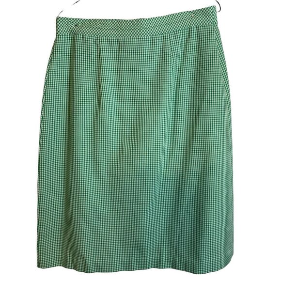 Bonne Petite Vintage Plaid Skirt Green Button Front Women’s Size 16 P - Picture 4 of 11